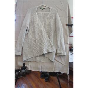 Sam Edelman Light Gray Angora Wool Wrap Sweater Cozy Luxury Minimalist